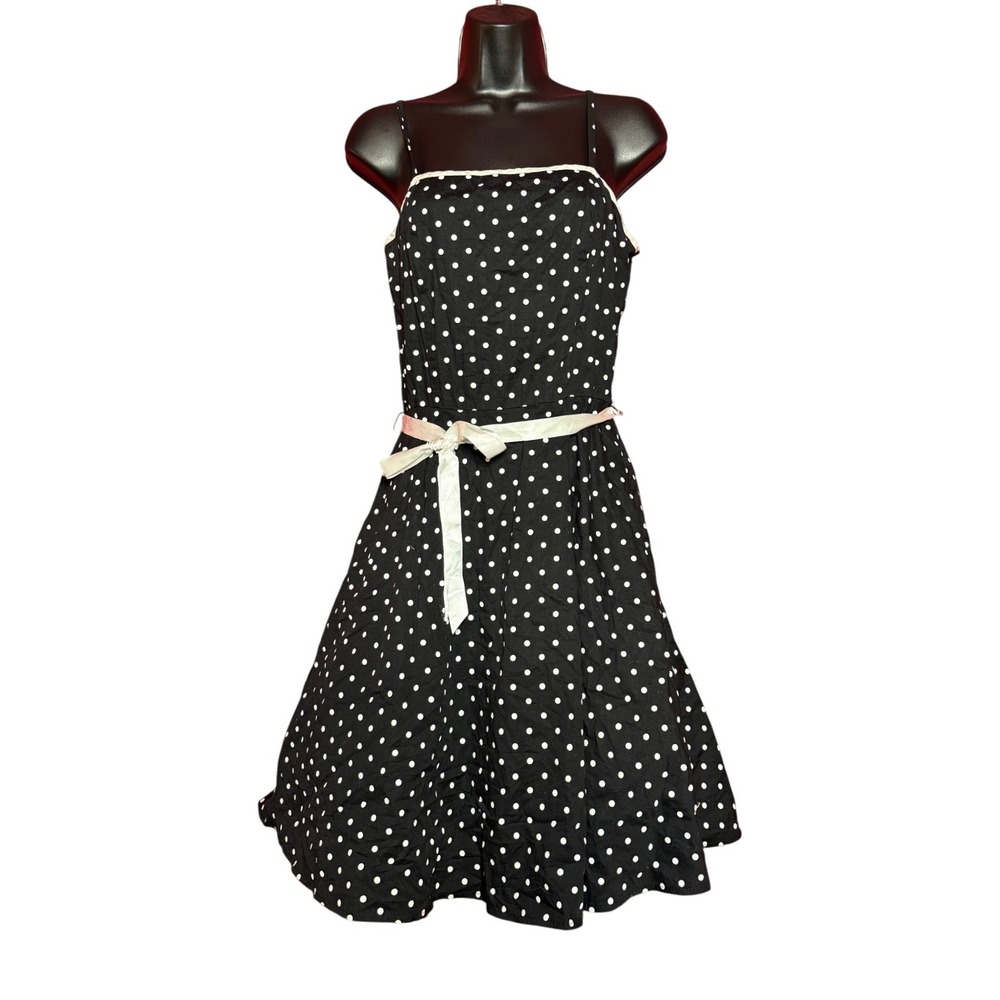 VTG Finesse USA Women Large Polka Dot Black Puffy Dress Tulle‎ Crinoline 1950s
